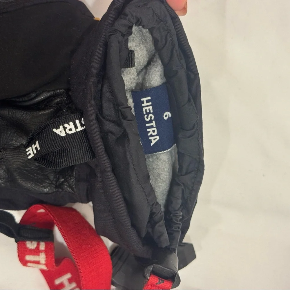 Hestra Army Leather Heli Ski Junior Gloves Black Size 6 Snowboard Winter Kids
